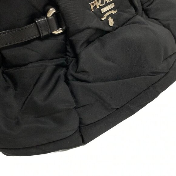 Auth PRADA - BR3815 Black Nylon Leather Shoulder Bag - Picture 13 of 16